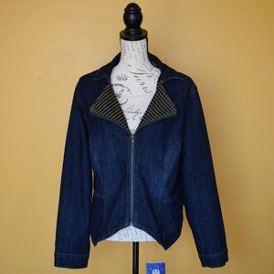 Ashley Stewart zip Jean Jacket with fold lapels size 18/20